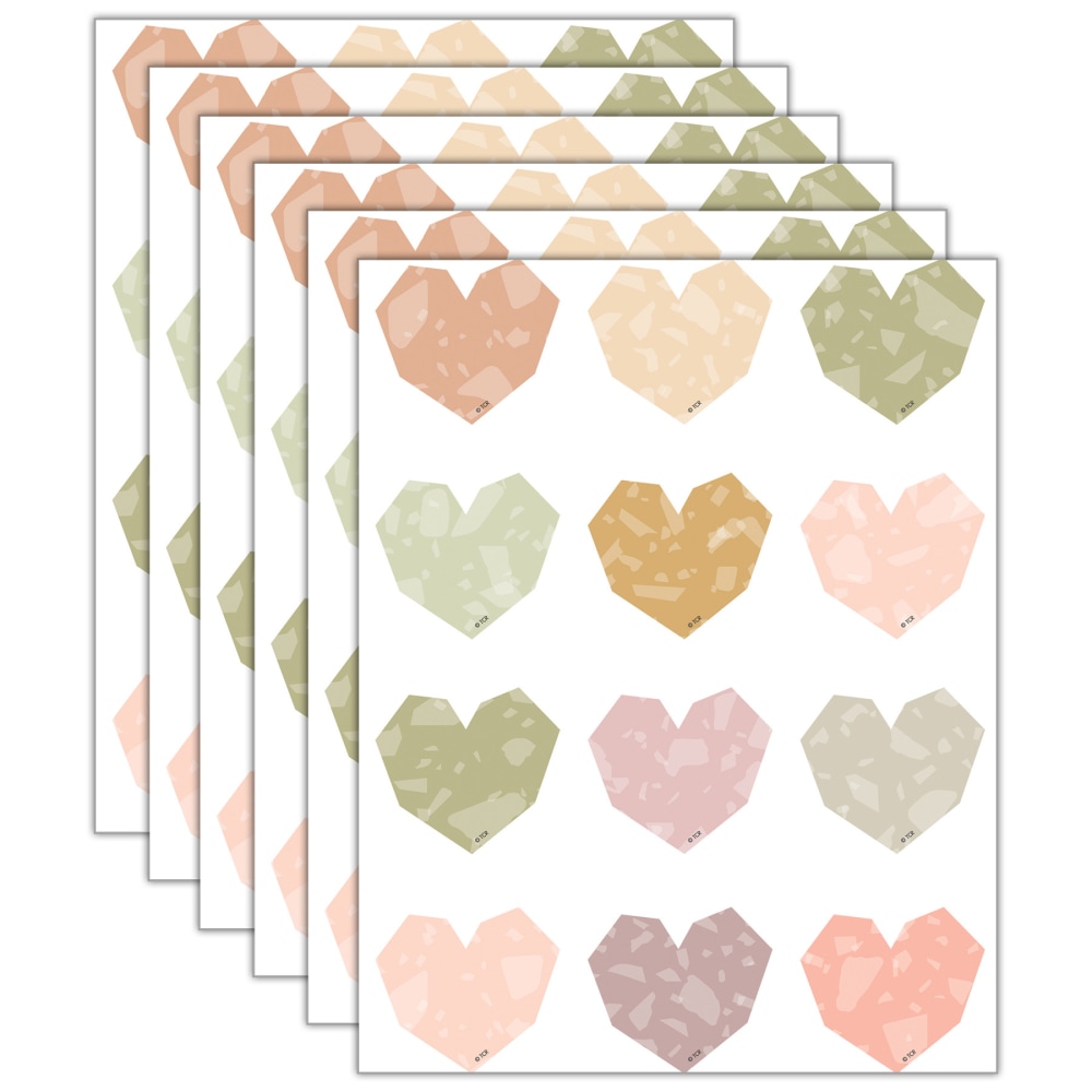 Teacher Created Resources Mini Accents, Terrazzo Tones Hearts, 36 Accents Per Pack, Set Of 6 Packs MPN:TCR7220-6