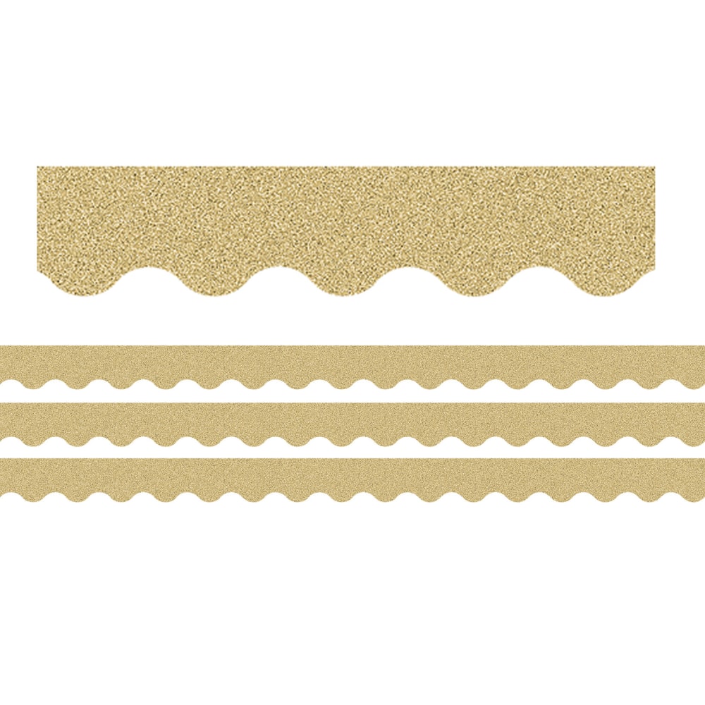 Teacher Created Resources Scalloped Border Trim Packs, 35', Gold Glitz, Set Of 3 Packs MPN:TCR77016-3