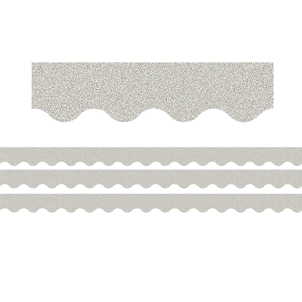 Teacher Created Resources Scalloped Border Trim Packs, 35', Silver Glitz, Set Of 3 Packs MPN:TCR77017-3