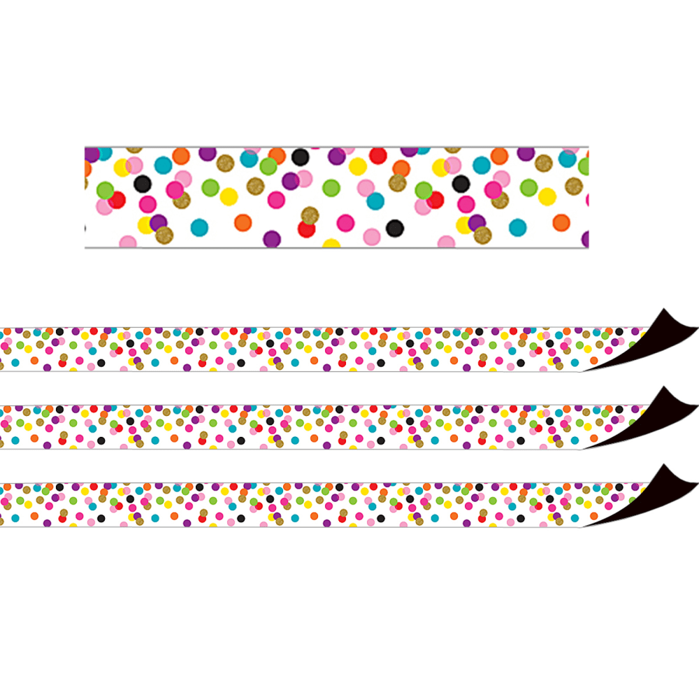 Teacher Created Resources Magnetic Borders, 24in x 1-1/2in, Confetti, 12 Boarders Per Pack, Set Of 3 Packs MPN:TCR77149-3