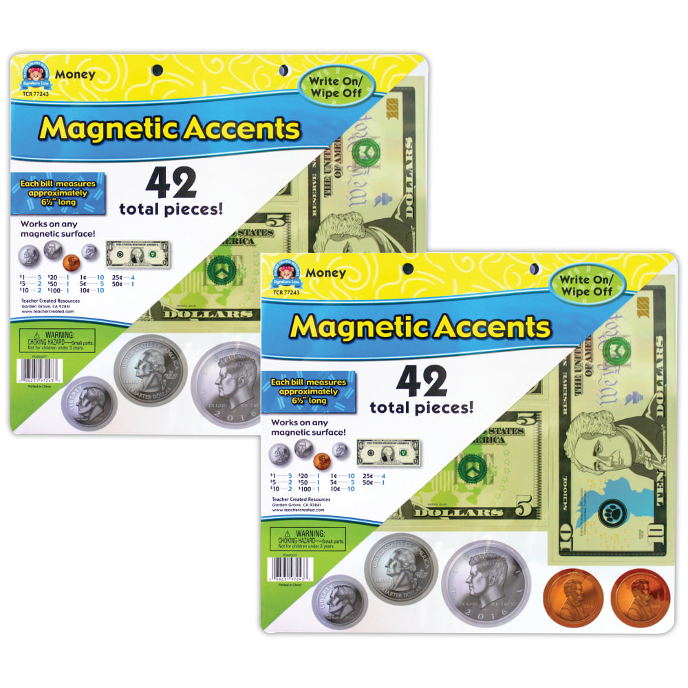 Teacher Created Resources Magnetic Accents, Money, 42 Accents Per Pack, Set Of 2 Packs MPN:TCR77243-2