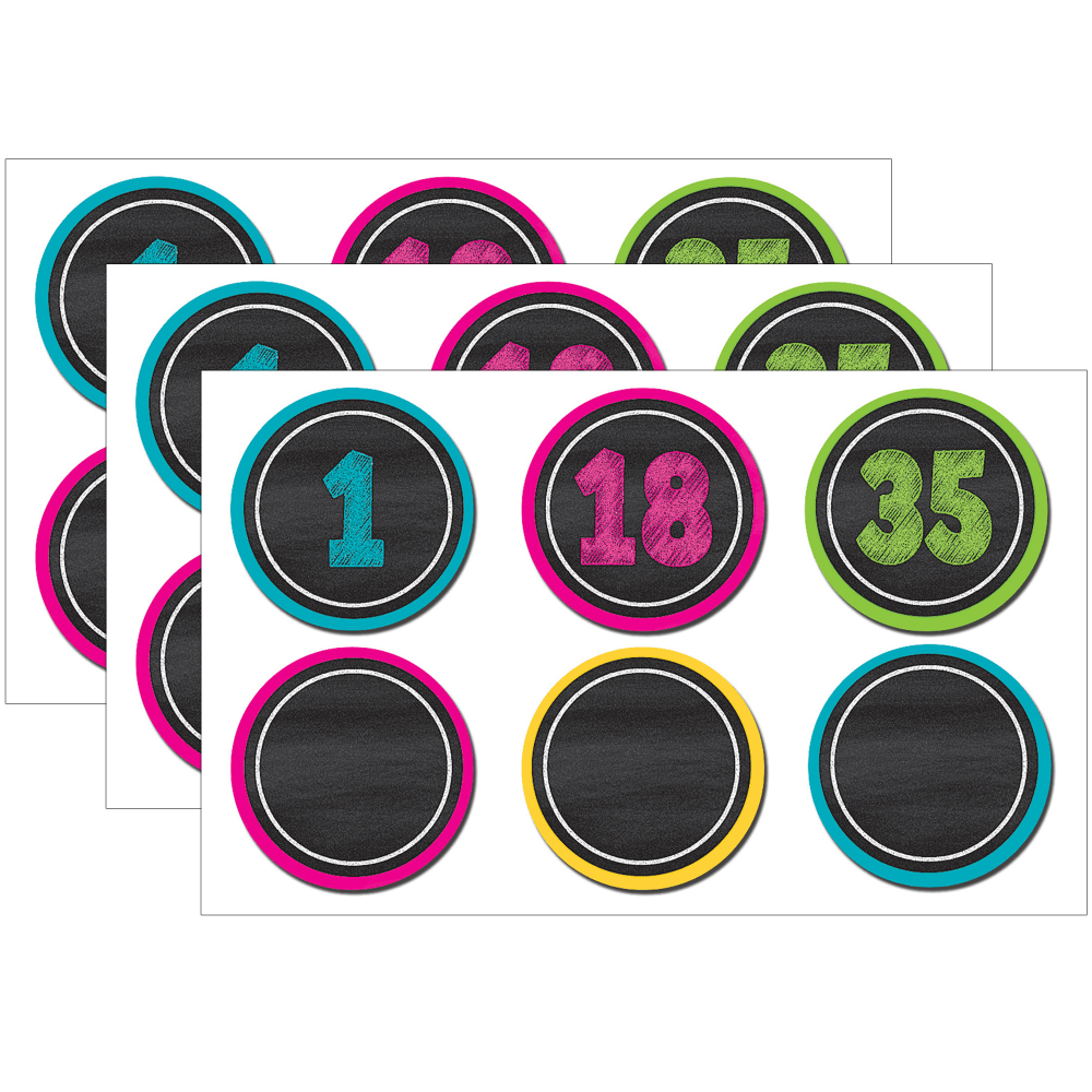 Teacher Created Resources Numbers Magnetic Accents, Chalkboard Brights, 2-1/4in x 2-1/4in, Multicolor, 42 Pieces Per Pack, Set Of 3 Packs MPN:TCR77280-3