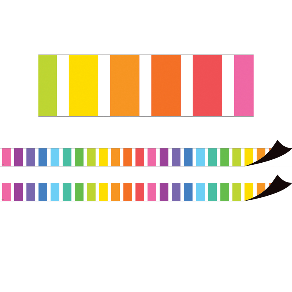 Teacher Created Resources Magnetic Border, Colorful Stripes, 24ft Per Pack, Set Of 2 Packs MPN:TCR77563-2