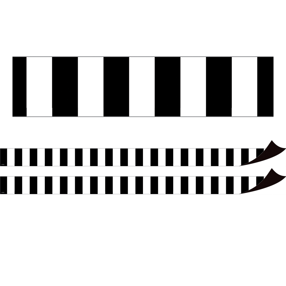 Teacher Created Resources Magnetic Border, Black Stripes, 24ft Per Pack, Set Of 2 Packs MPN:TCR77564-2
