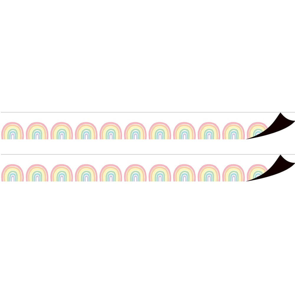 Teacher Created Resources Magnetic Borders, 24in x 1-1/2in, Pastel Pop Rainbows, 12 Borders Per Pack, Set Of 2 Packs MPN:TCR77574-2
