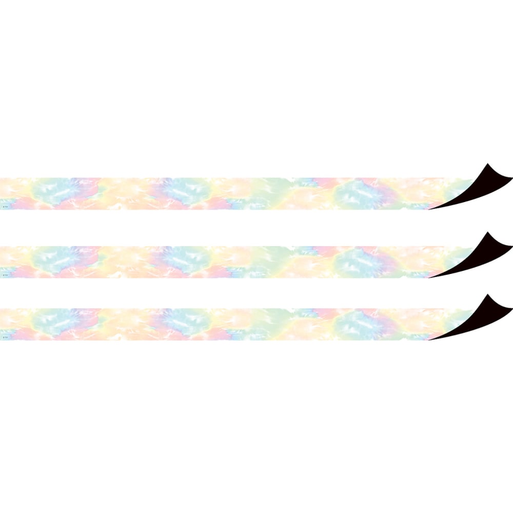 Teacher Created Resources Magnetic Borders, 24in x 1-1/2in, Pastel Pop Tie-Dye, 12 Borders Per Pack, Set Of 3 Packs MPN:TCR77575-3