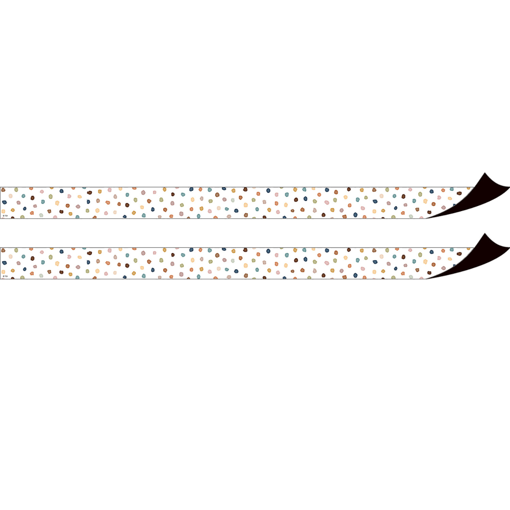 Teacher Created Resources Magnetic Borders, 24in x 1-1/2in, Everyone Is Welcome Painted Dots, 12 Borders Per Pack, Set Of 2 Packs MPN:TCR77576-2