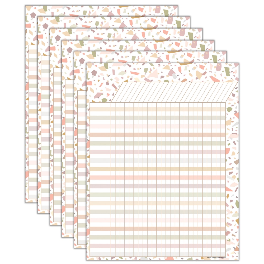 Teacher Created Resources Incentive Charts, 17in x 22in, Terrazzo Tones, Pack Of 6 Charts MPN:TCR7871-6