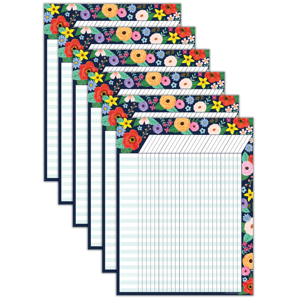 Teacher Created Resources Incentive Charts, 17in x 22in, Wildflowers, Pack Of 6 Charts MPN:TCR7915-6