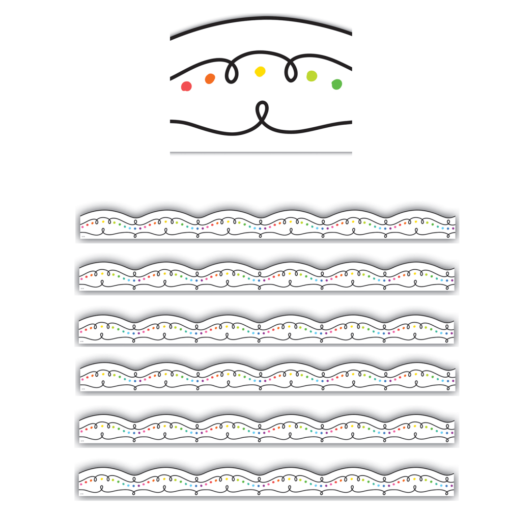 Teacher Created Resources Die-Cut Border Trim, Squiggles And Colorful Dots, 35' Per Pack, Set Of 6 Packs MPN:TCR8324-6