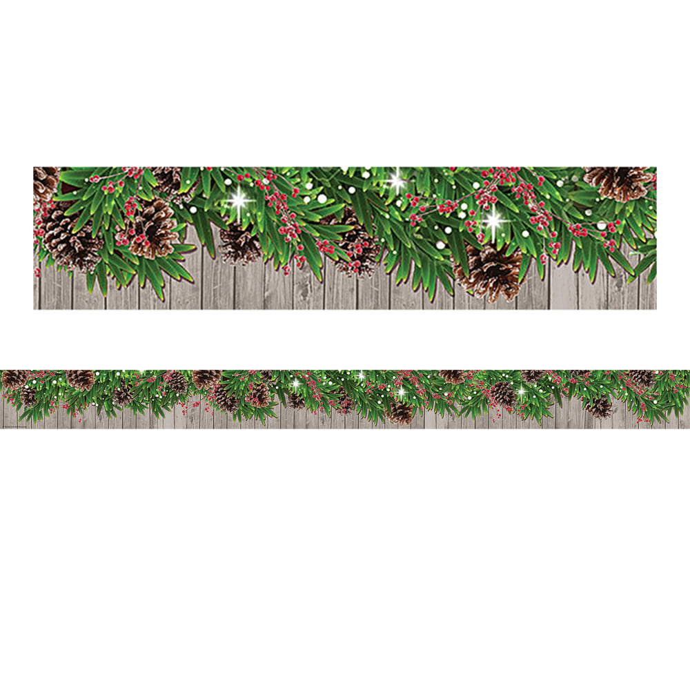Teacher Created Resources Straight Border Trim, Winter Pine Cones, 35ft Per Pack, Set Of 6 Packs MPN:TCR8456-6