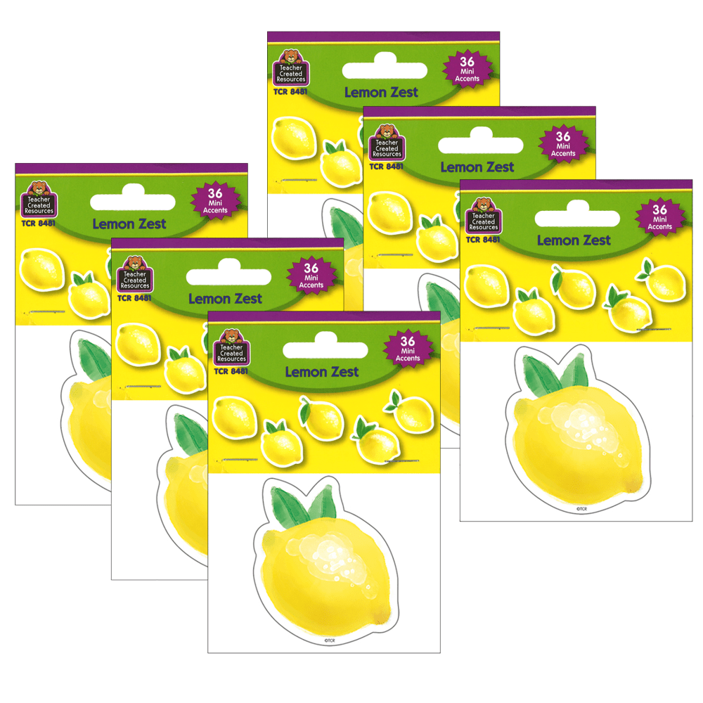 Teacher Created Resources Mini Accents, Lemon Zest, 36 Pieces Per Pack, Set Of 6 Packs MPN:TCR8481-6