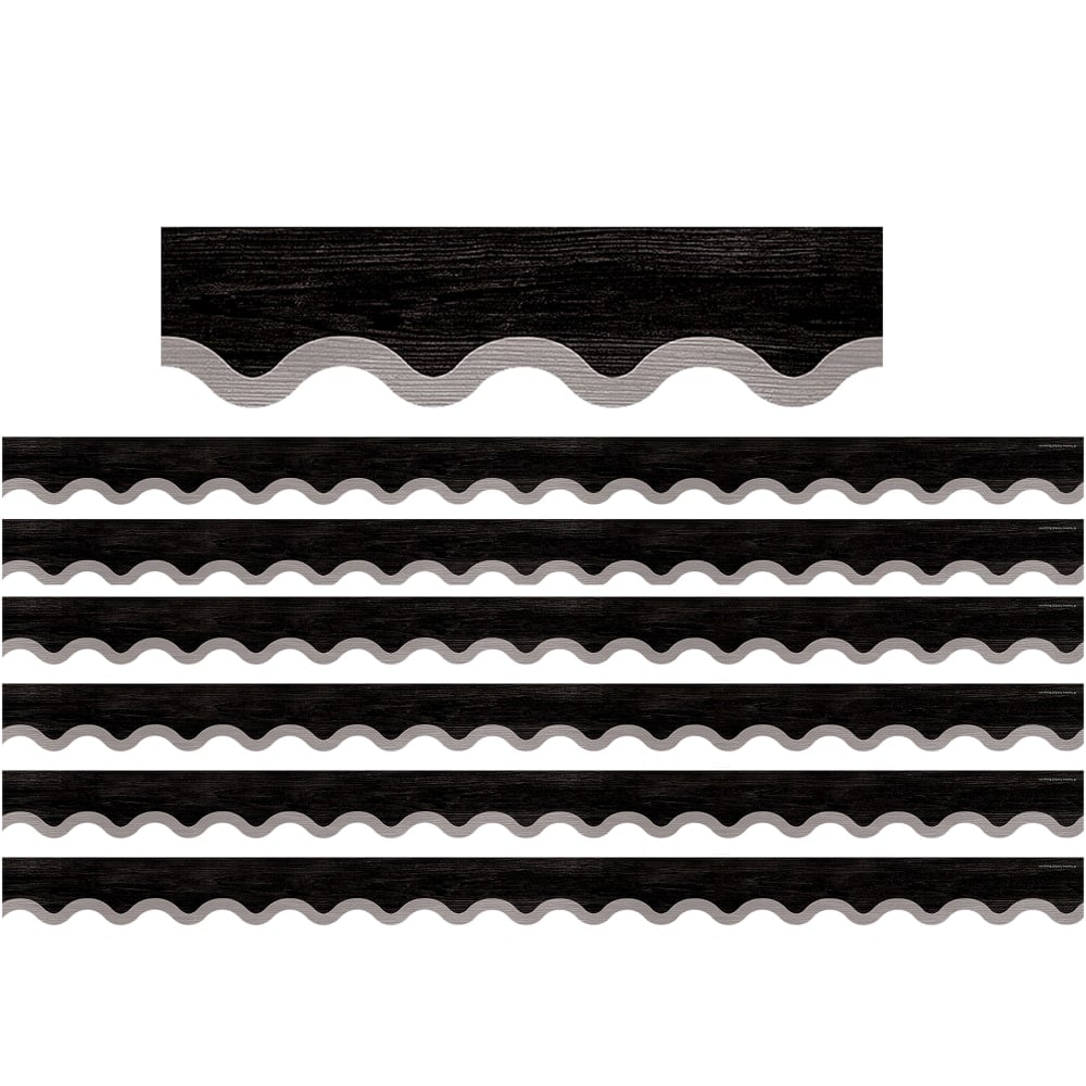 Teacher Created Resources Scalloped Border Trim, Modern Farmhouse Black/Gray, 35ft Per Pack, Set Of 6 Packs MPN:TCR8516-6
