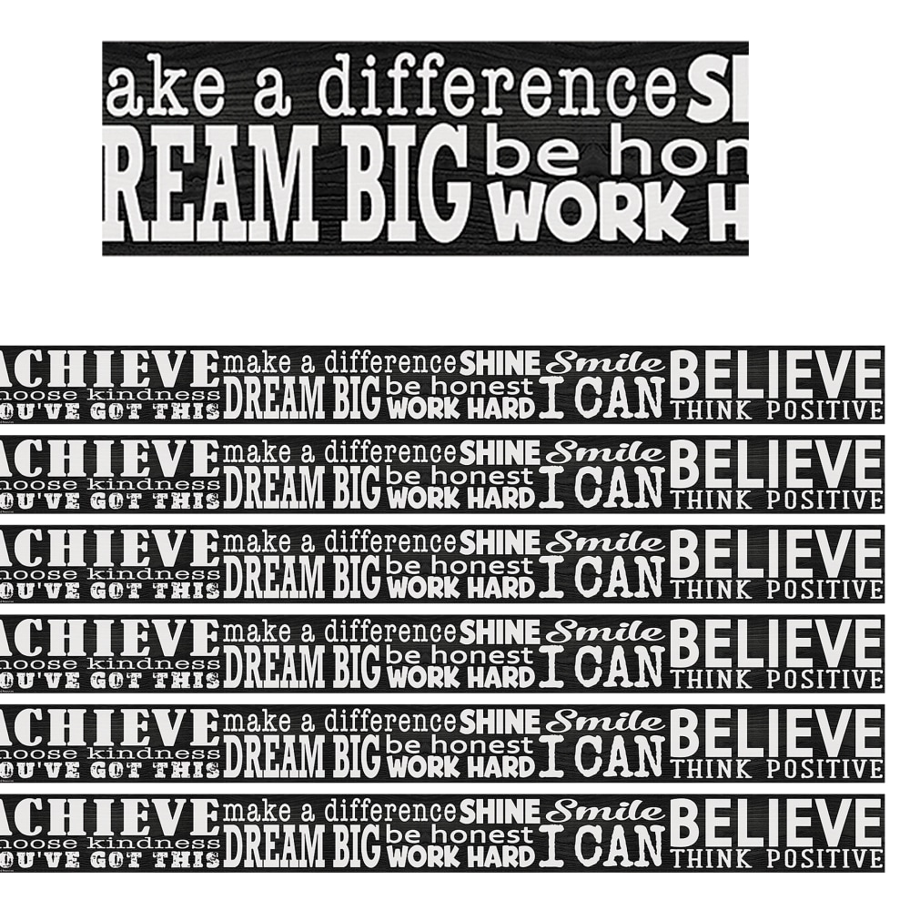 Teacher Created Resources Border Trim, Modern Farmhouse Positive Sayings, 35', Set Of 6 Packs MPN:TCR8534-6