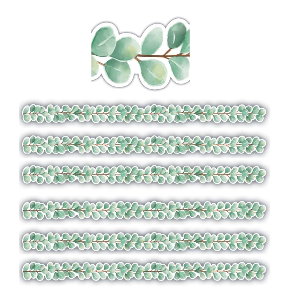 Teacher Created Resources Die-Cut Border Trim, Eucalyptus, 35' Per Pack, Set Of 6 Packs MPN:TCR8686-6