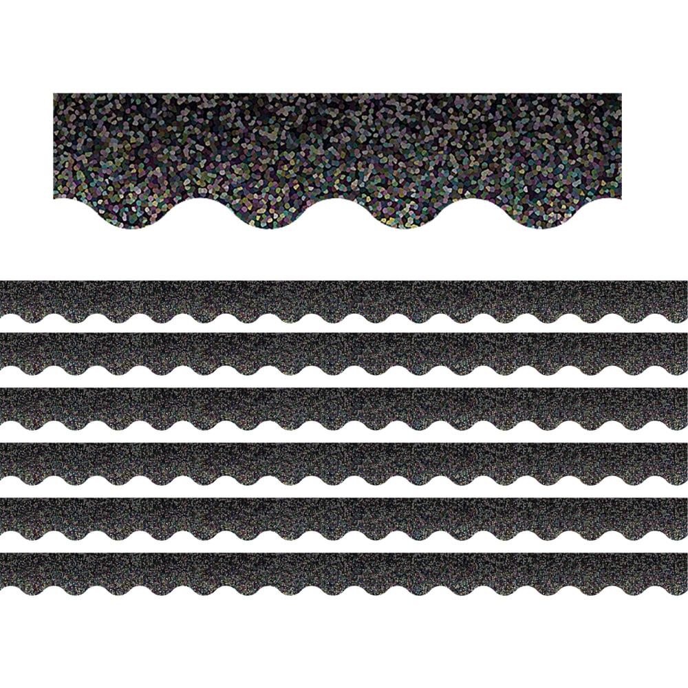 Teacher Created Resources Scalloped Border Trim Packs, 35', Black Sparkle, Set Of 6 Packs MPN:TCR8766-6