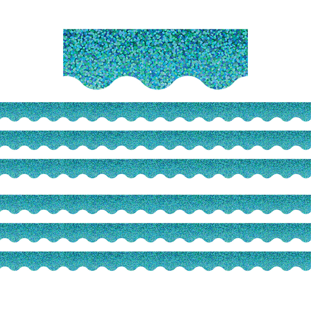 Teacher Created Resources Scalloped Border Trim Packs, 35', Teal Sparkle, Set Of 6 Packs MPN:TCR8792-6