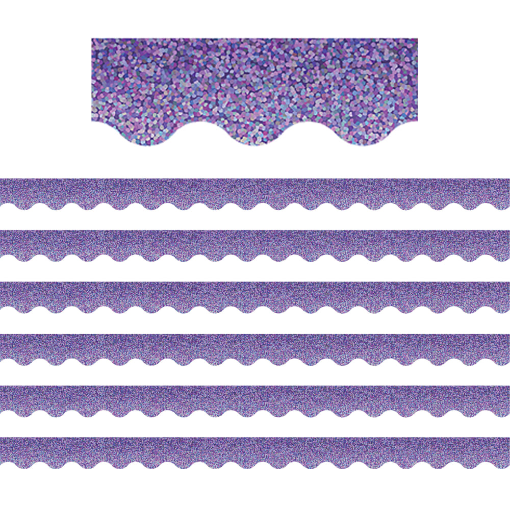 Teacher Created Resources Scalloped Border Trim Packs, 35', Purple Sparkle, Set Of 6 Packs MPN:TCR8793-6