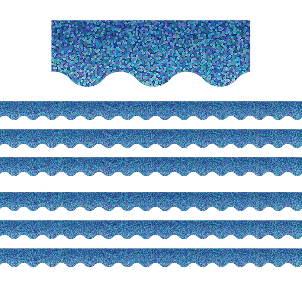 Teacher Created Resources Scalloped Border Trim Packs, 35', Blue Sparkle, Set Of 6 Packs MPN:TCR8794-6