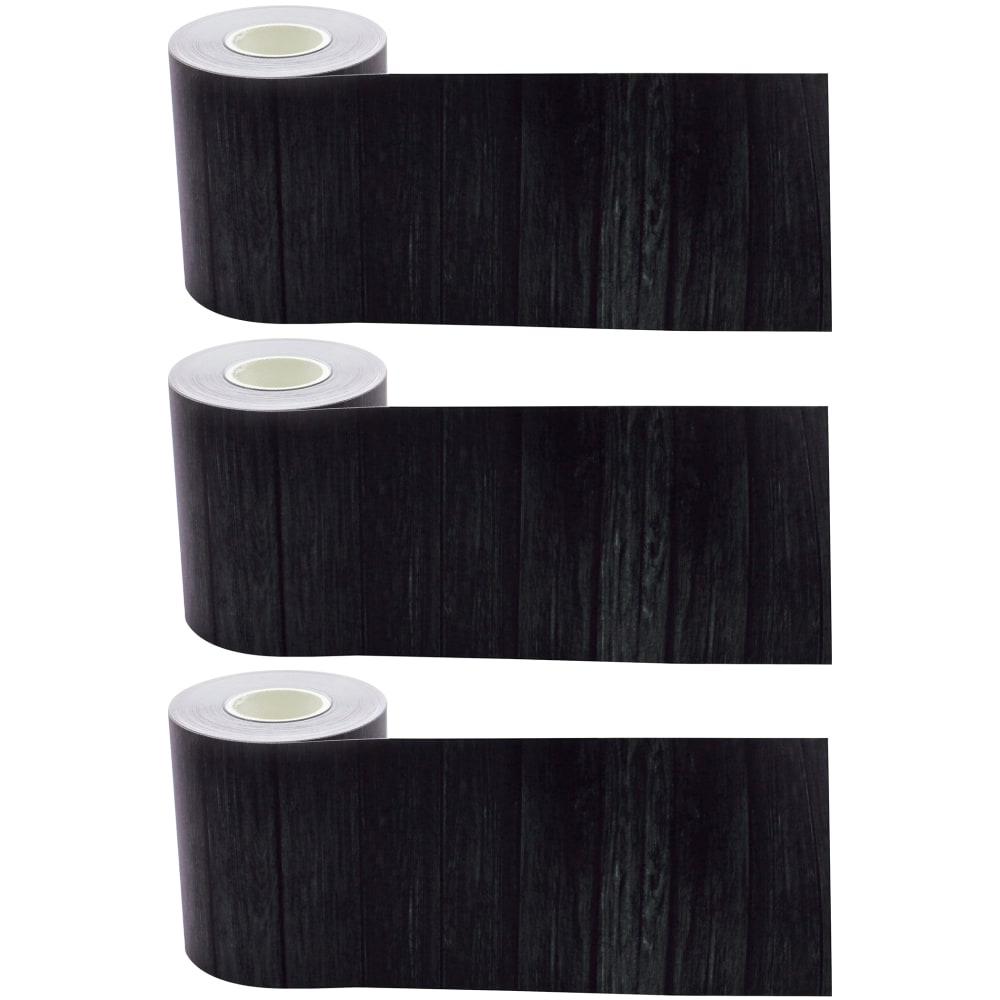Teacher Created Resources Straight Rolled Border Trim, Black Wood, 50' Per Roll, Pack Of 3 Rolls MPN:TCR8919-3