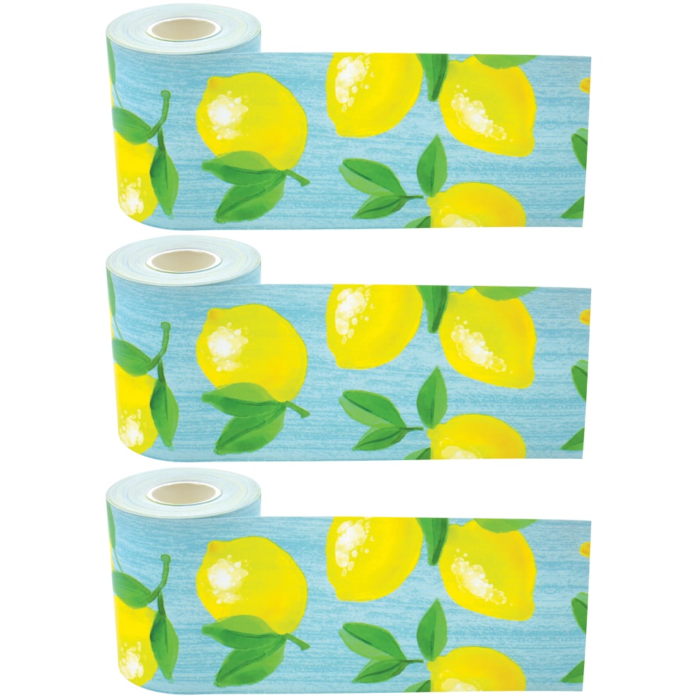 Teacher Created Resources Straight Rolled Border Trim, Lemon Zest, 50' Per Roll, Pack Of 3 Rolls MPN:TCR8920-3