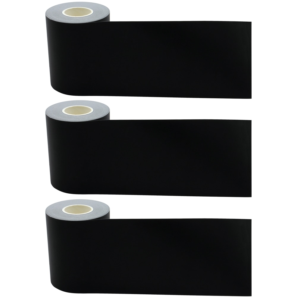 Teacher Created Resources Straight Rolled Border Trim, Black, 50' Per Roll, Pack Of 3 Rolls MPN:TCR8925-3