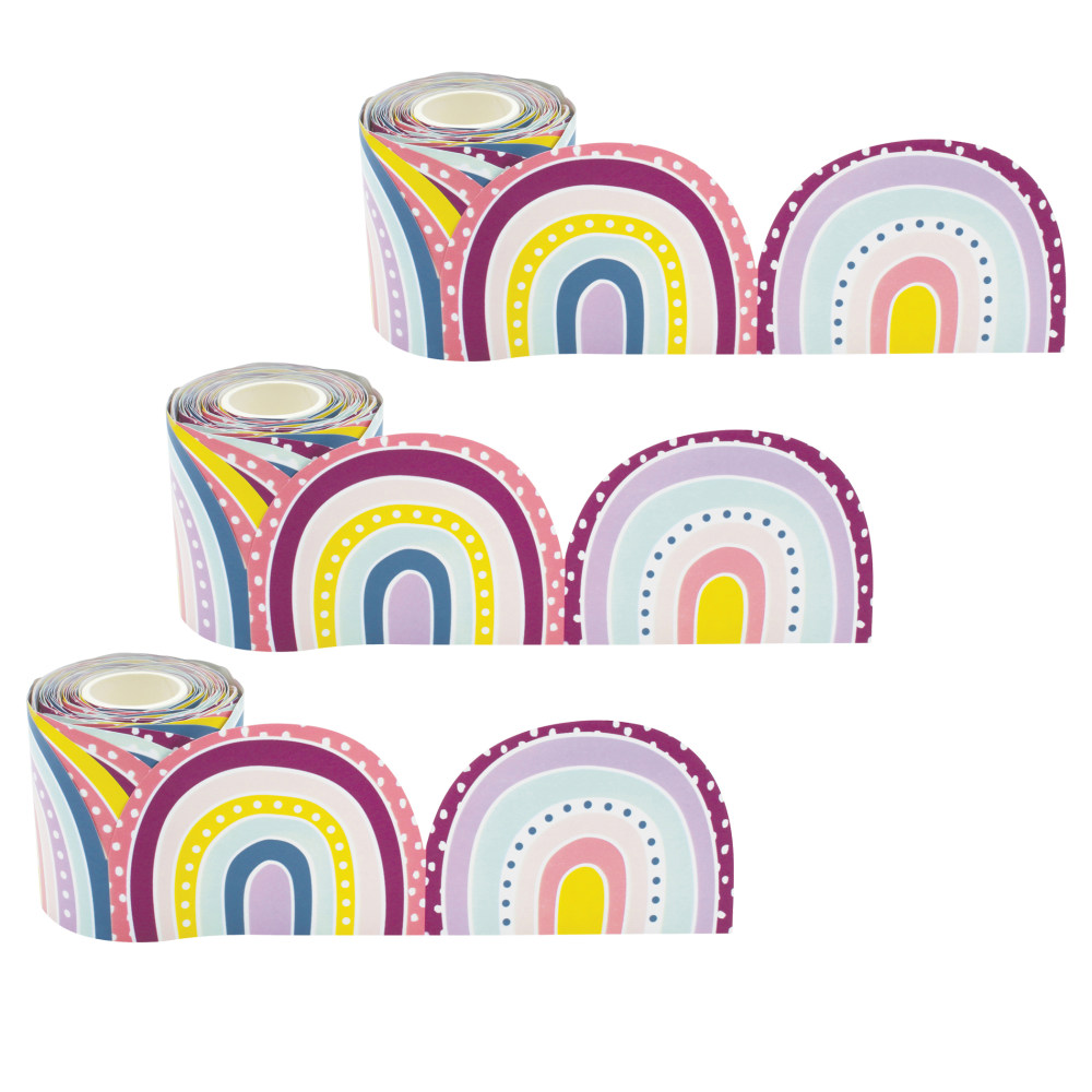 Teacher Created Resources Die-Cut Rolled Border Trim, Oh Happy Day Rainbows, 50' Per Roll, Set Of 3 Rolls MPN:TCR8928-3