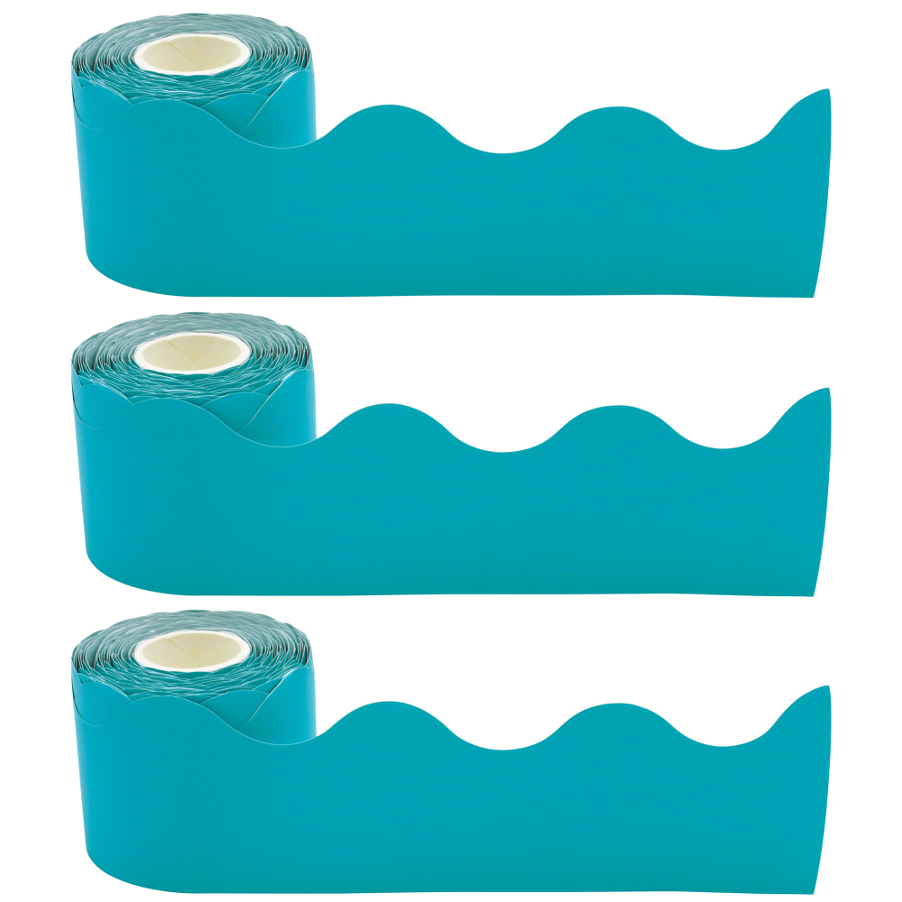 Teacher Created Resources Scalloped Border Trim, Teal, 50ft Per Roll, Pack Of 3 Rolls MPN:TCR8941-3