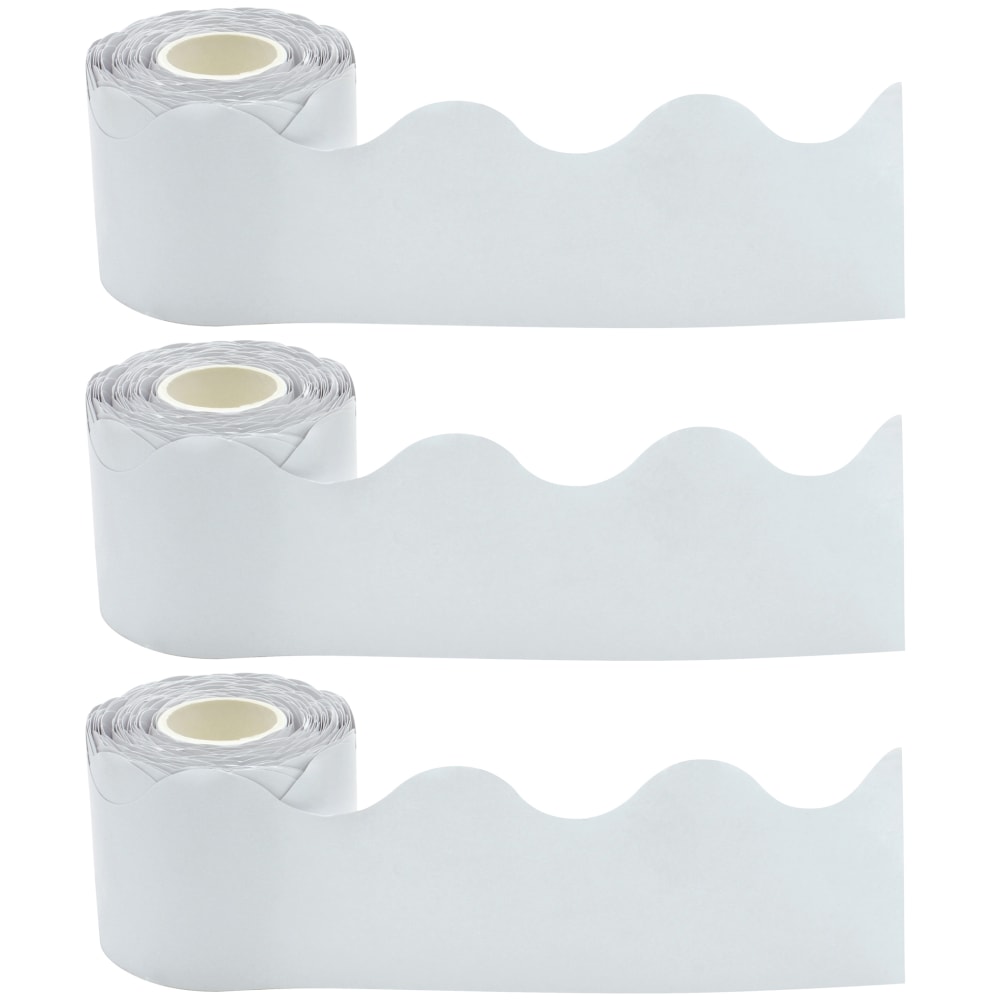 Teacher Created Resources Scalloped Border Trim, White, 50ft Per Roll, Pack Of 3 Rolls MPN:TCR8942-3