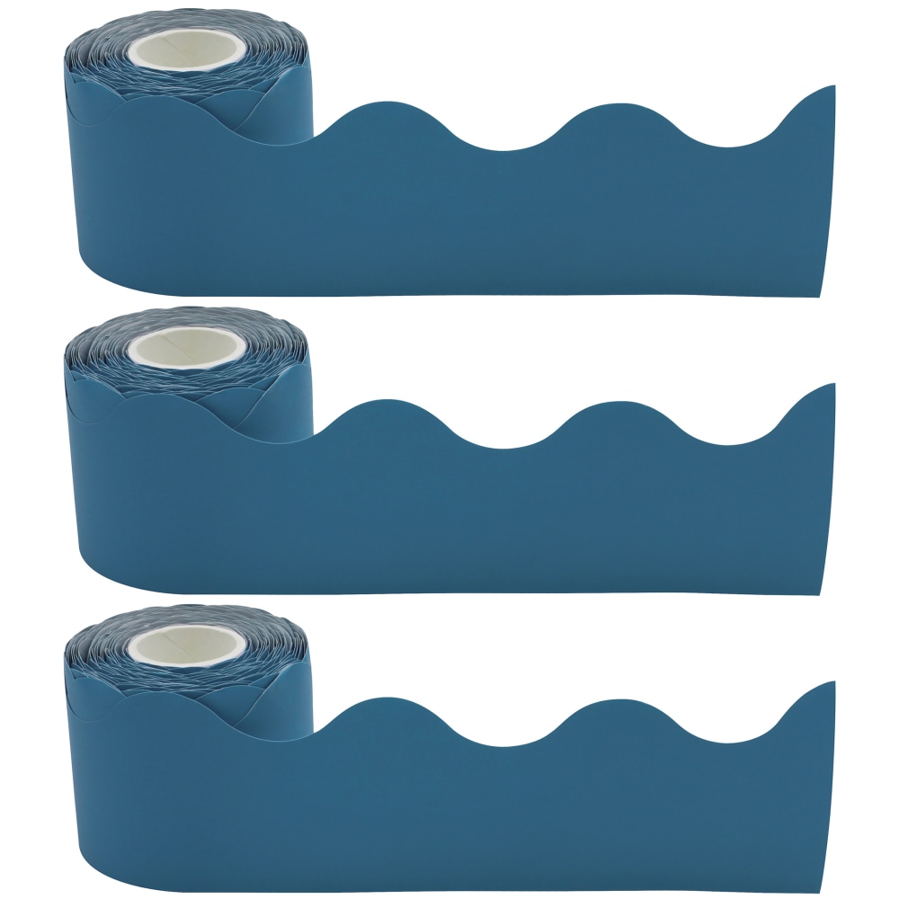 Teacher Created Resources Scalloped Border Trim, Slate Blue, 50ft Per Roll, Pack Of 3 Rolls MPN:TCR8943-3
