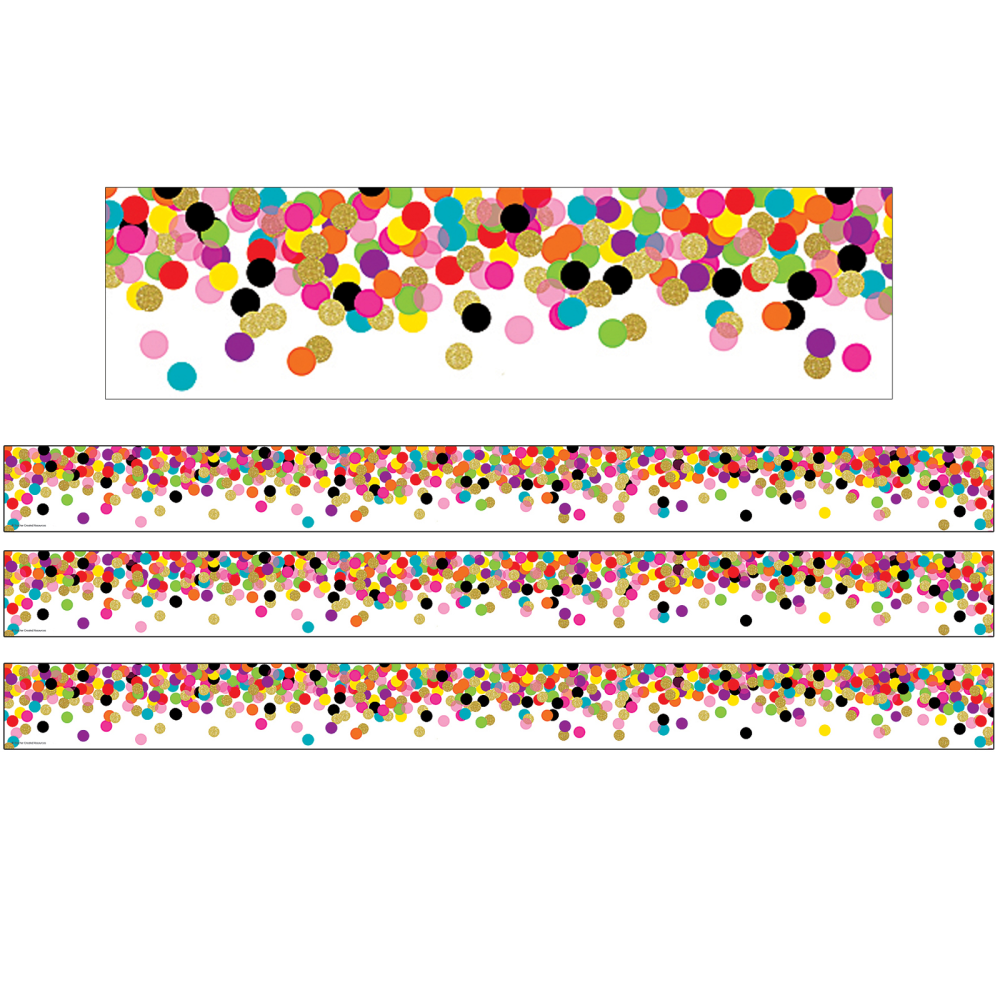 Teacher Created Resources Straight Border Trim Rolls, 50', Confetti, Pack Of 3 Rolls MPN:TCR8952-3