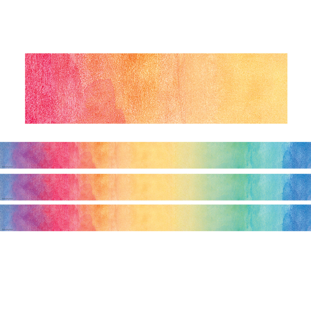 Teacher Created Resources Straight Border Trim Rolls, 50', Watercolor, Pack Of 3 Rolls MPN:TCR8953-3