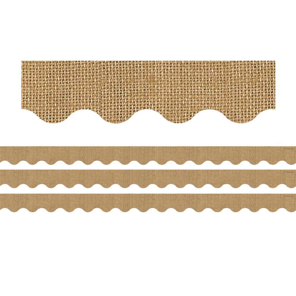 Teacher Created Resources Scalloped Border Trim Rolls, 50', Burlap, Pack Of 3 Rolls MPN:TCR8956-3