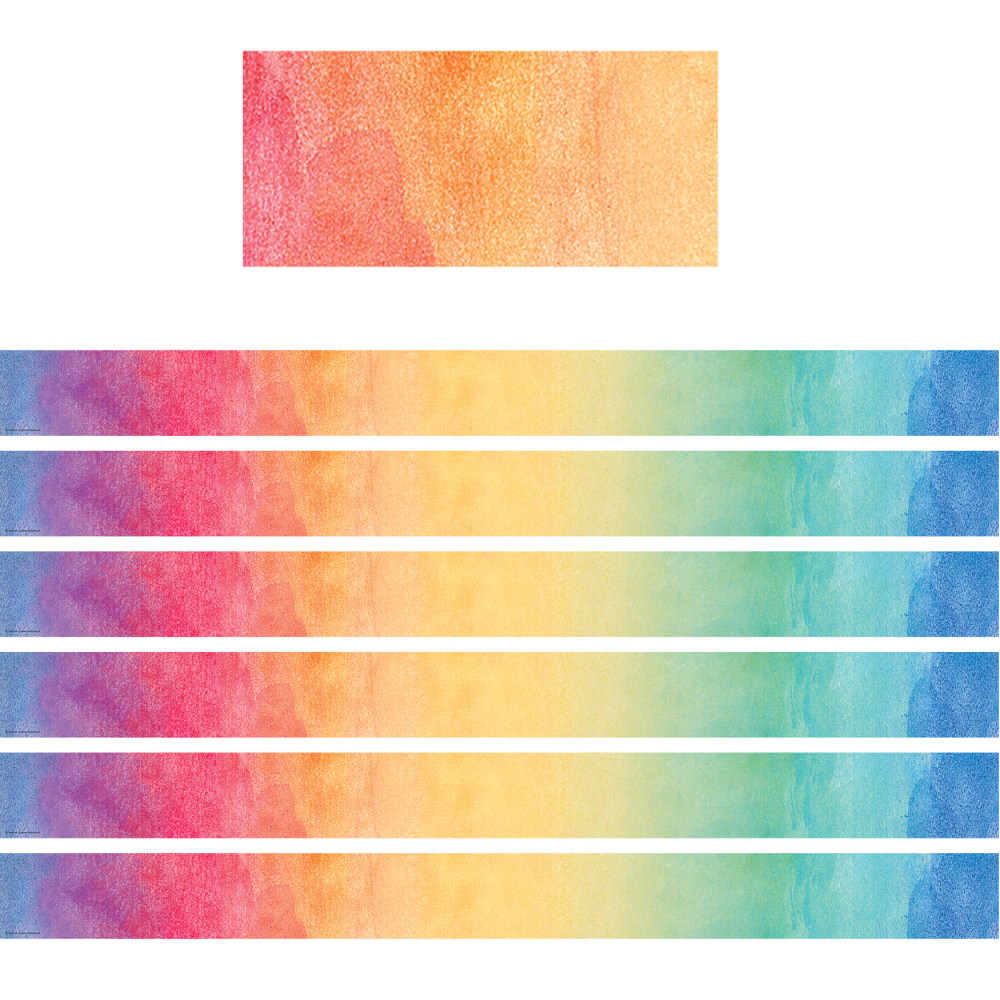 Teacher Created Resources Straight Border Trim, Watercolor, 35ft Per Pack, Set Of 6 Packs MPN:TCR8960-6
