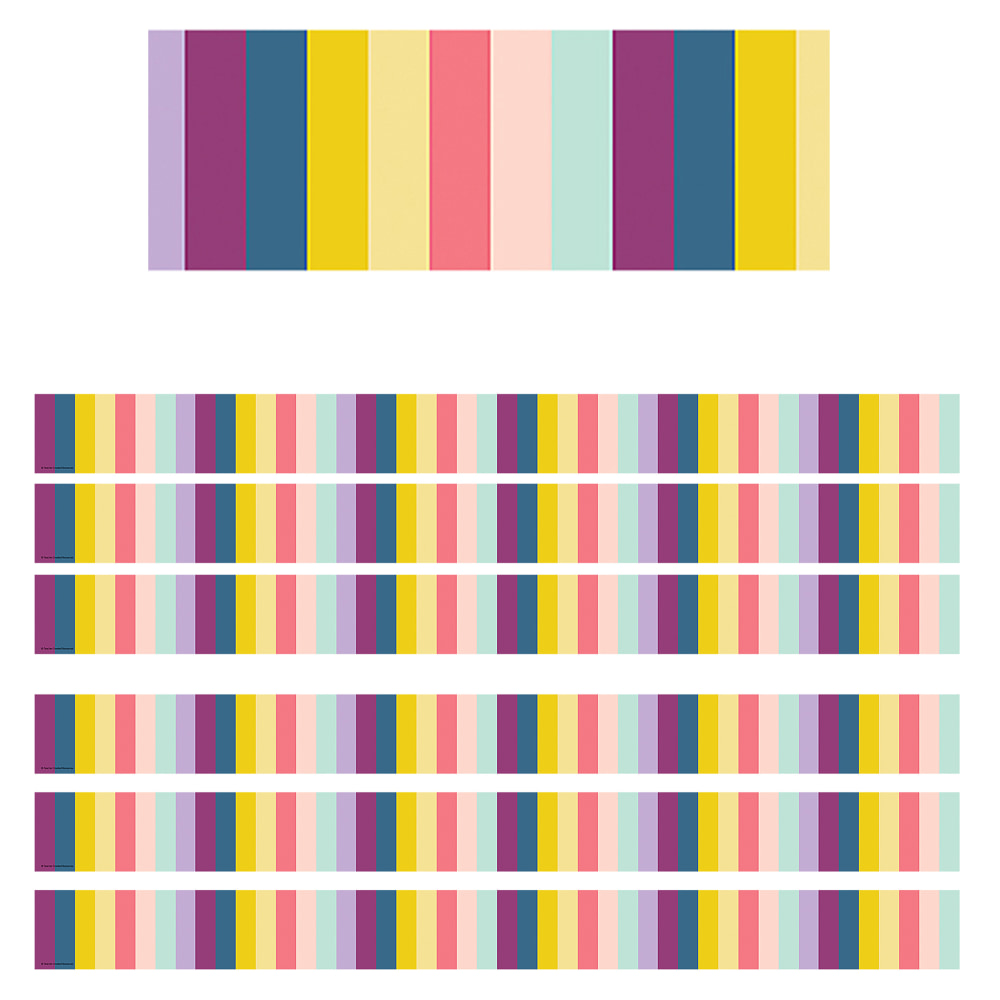 Teacher Created Resources Border Trim, Oh Happy Day Stripes, 35', Set Of 6 Packs MPN:TCR9088-6