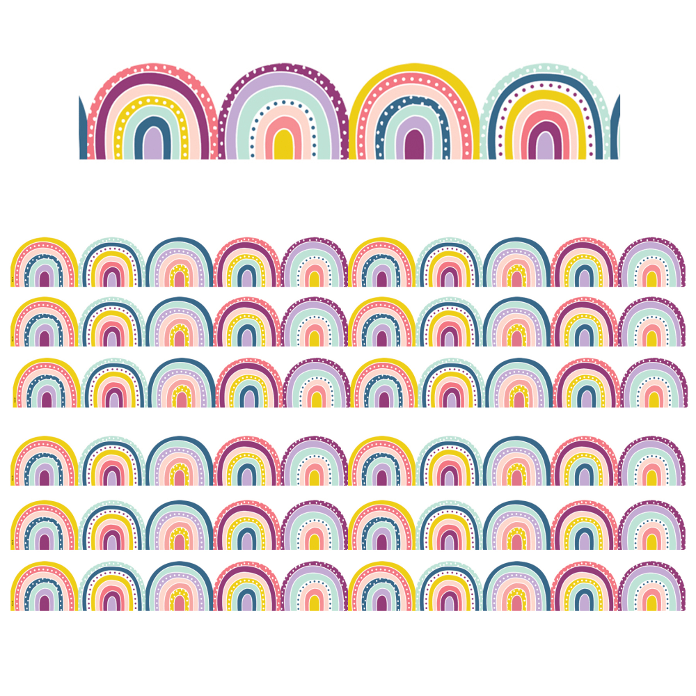 Teacher Created Resources Die-Cut Border Trim, Oh Happy Day Rainbows, 35' Per Pack, Set Of 6 Packs MPN:TCR9092-6