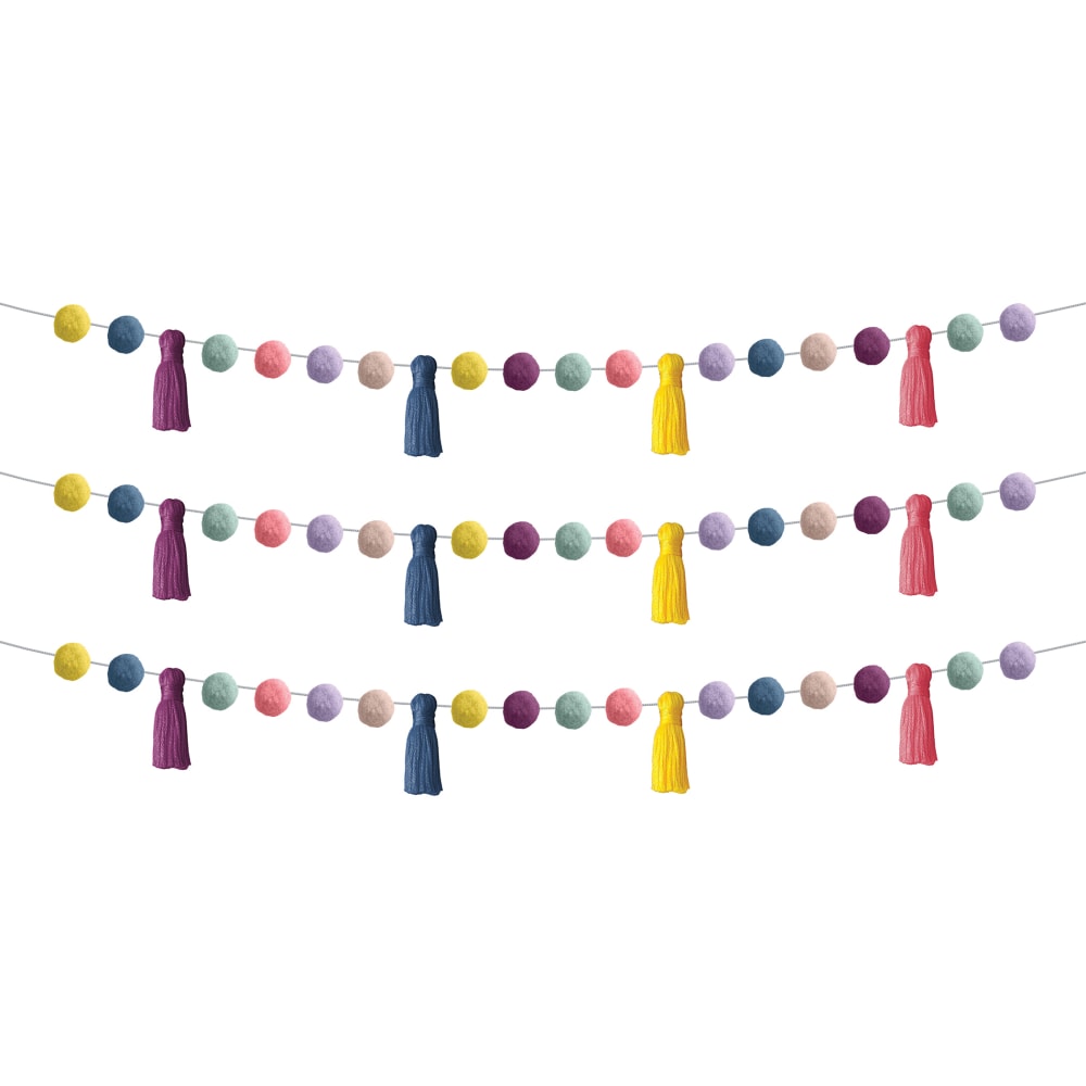 Teacher Created Resources Garlands, Pom-Poms And Tassels, 60in, Pack Of 3 Garlands MPN:TCR9093-3