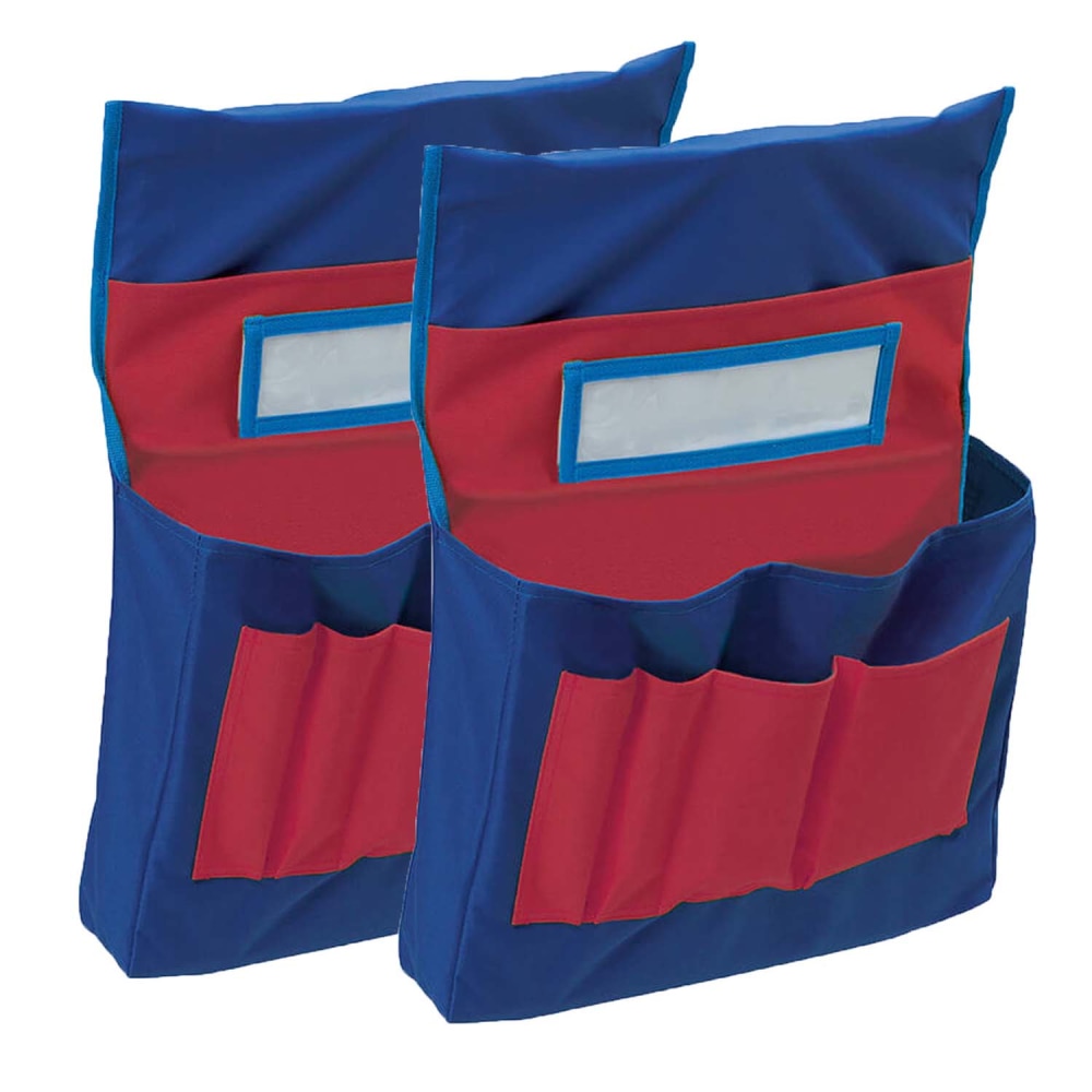 Pacon Chair Storage Canvas Pocket Charts, 18-1/2inH x 14-1/2inW x 2-1/2inD, Blue/Red, Pack Of 2 Charts MPN:PAC20060-2