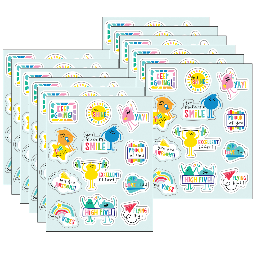 Carson Dellosa Education Motivational Stickers, Happy Place Motivators, 72 Stickers Per Pack, Set Of 12 Packs MPN:CD-168318-12