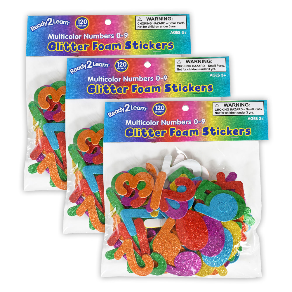 Ready 2 Learn Glitter Foam Stickers, Numbers, 120 Stickers Per Pack, Set Of 3 Packs MPN:CE-10099-3