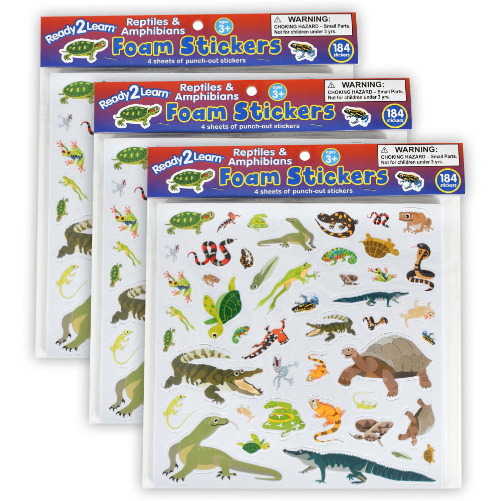 Ready 2 Learn Foam Stickers, Reptiles and Amphibians, Pack Of 184 Stickers, Set Of 3 Packs MPN:CE-10123-3