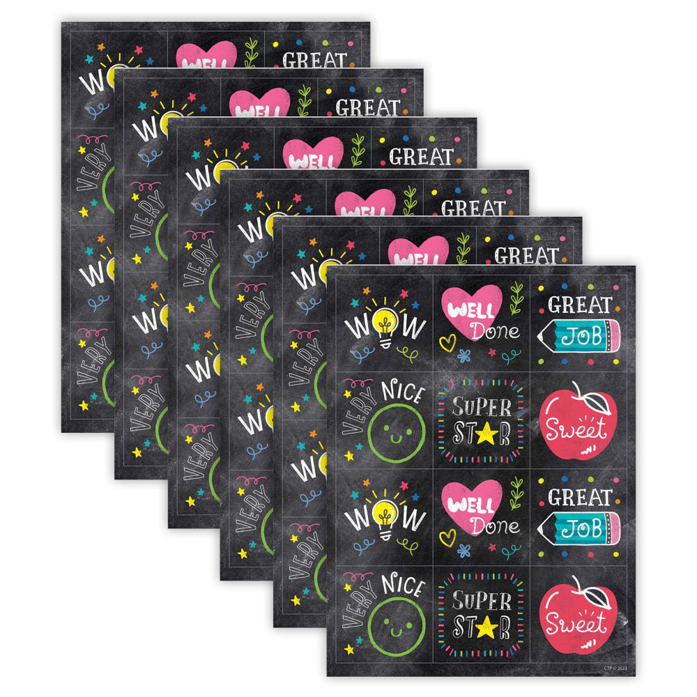 Creative Teaching Press Reward Stickers, 1-1/2in, Chalk It Up! Colorful Chalk, 60 Stickers Per Pack, Set Of 6 Packs MPN:CTP10892-6