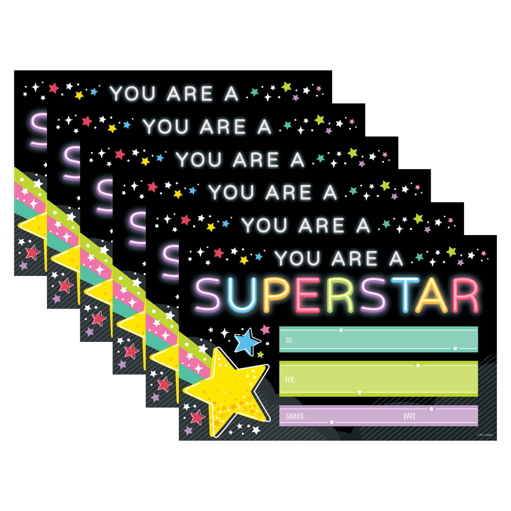 Creative Teaching Press Awards, Star Bright Superstar, 30 Awards Per Pack, Set Of 6 Packs MPN:CTP10946-6