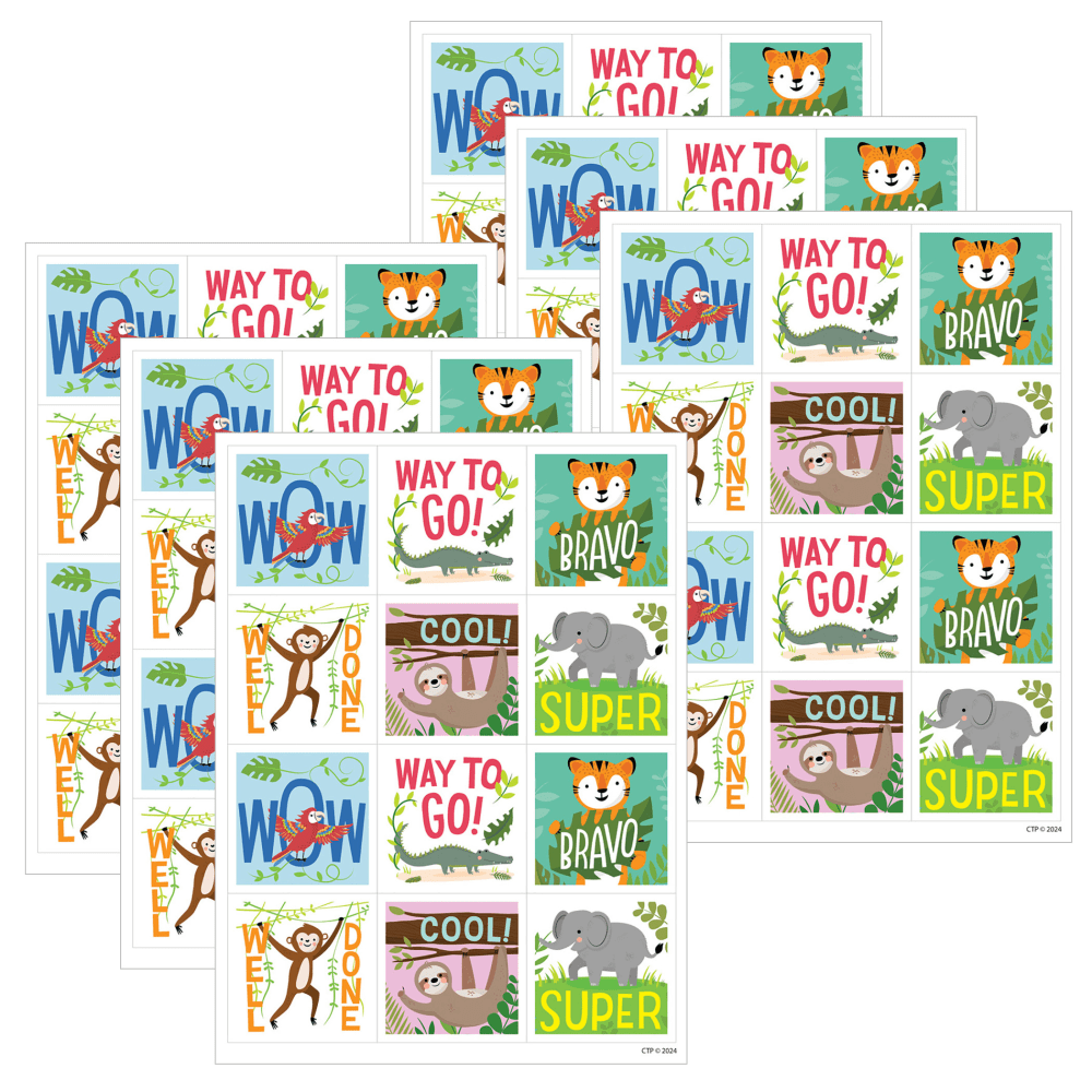 Creative Teaching Press Reward Stickers, Jungle Friends, 60 Stickers Per Pack, Bundle Of 6 Packs MPN:CTP10947-6