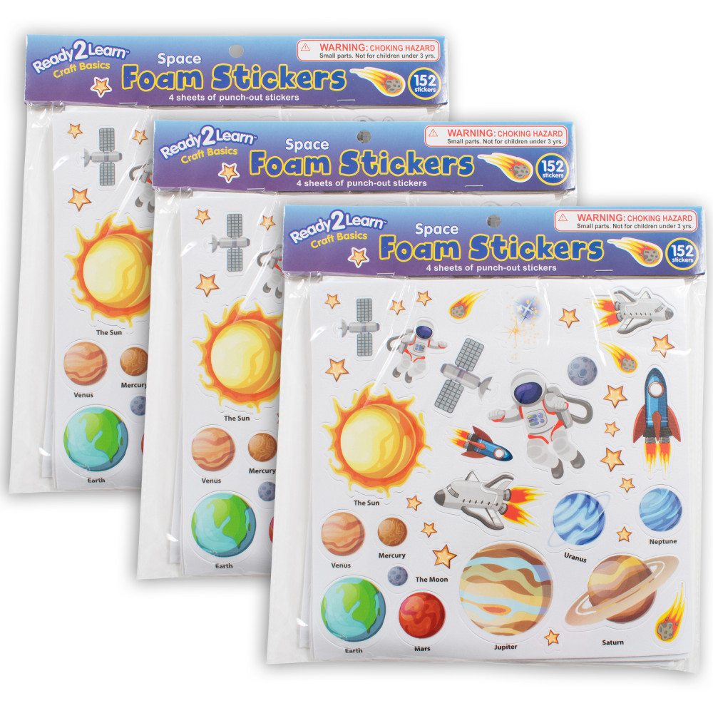 Ready 2 Learn Foam Stickers, Space, 152 Stickers Per Pack, Set Of 3 Packs MPN:CTUCE10066-3