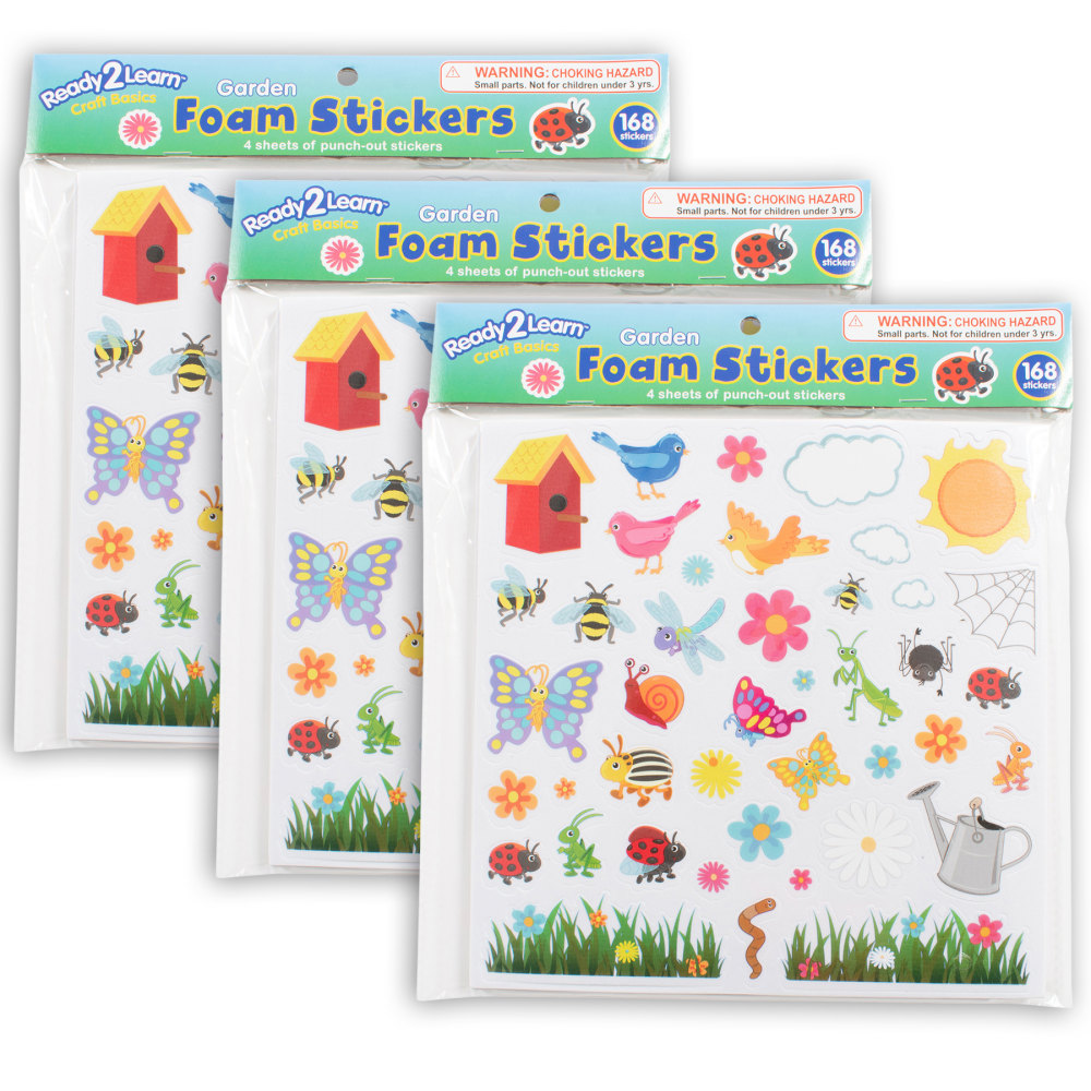 Ready 2 Learn Foam Stickers, Garden, 168 Stickers Per Pack, Set Of 3 Packs MPN:CTUCE10067-3