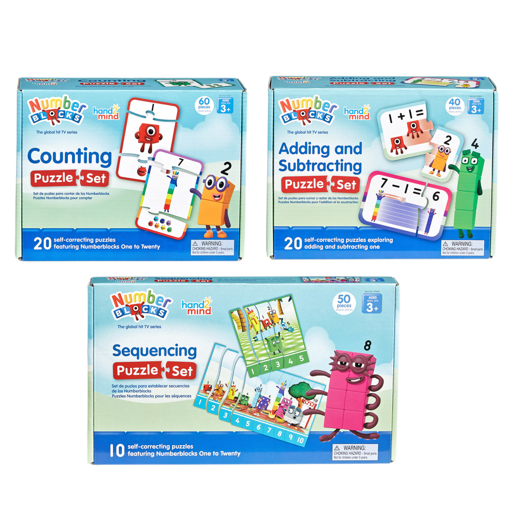 Hand2mind Numberblocks Puzzle Set 3-Pack, Counting, Addition & Subtraction, Sequencing MPN:EDR23NUMPUZZLE