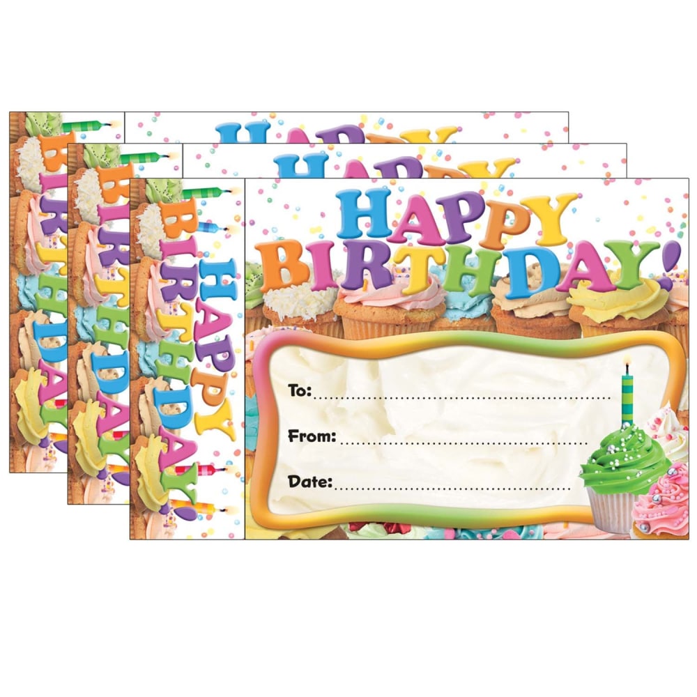 Edupress Bookmark Awards, Happy Birthday Cupcakes, 30 Per Pack, Set Of 3 Packs MPN:EP-3024-3