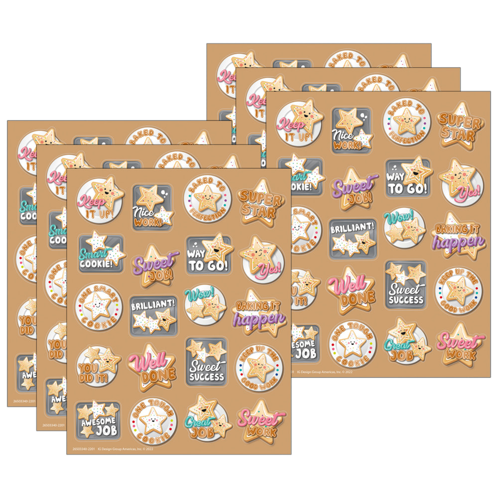 Eureka Scented Stickers, Medium, Star Cookies Sugar Cookie, 80 Stickers Per Pack, Bundle Of 6 Packs MPN:EU-650334-6