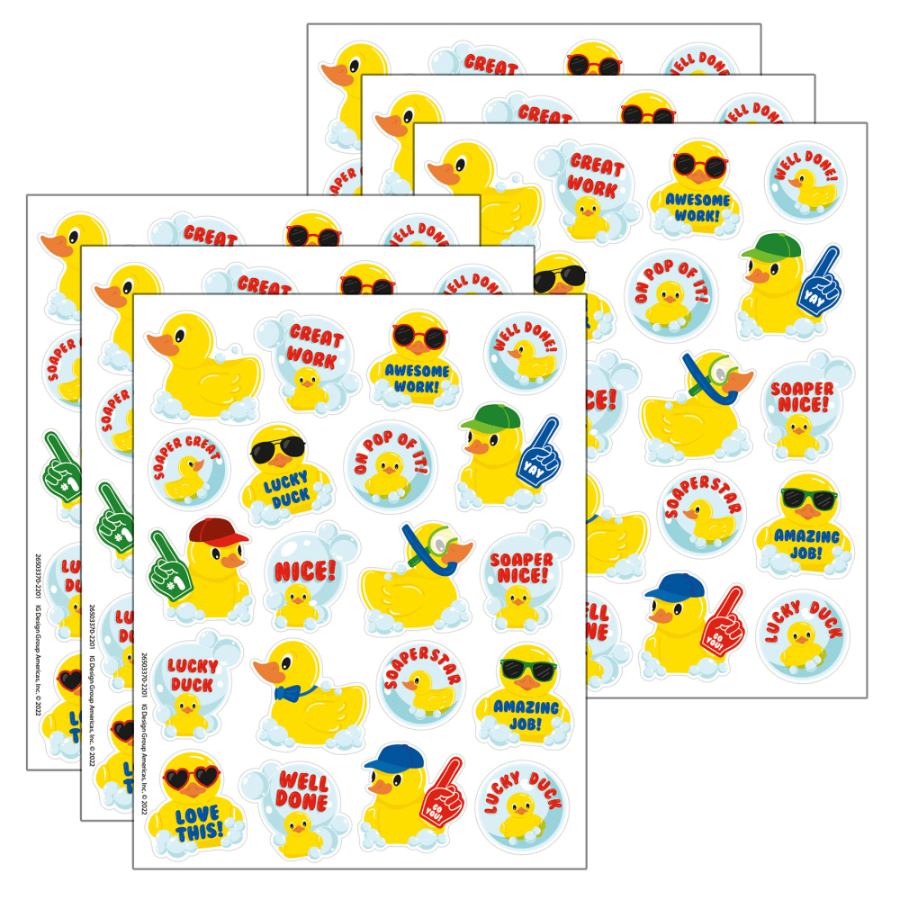 Eureka Scented Stickers, Rubber Duckies Bubblebath, 80 Stickers Per Pack, Bundle Of 6 Packs MPN:EU-650337-6